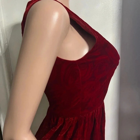 ALICE + OLIVIA Women’s Velvet Red Rose Dress - Picture 7 of 16